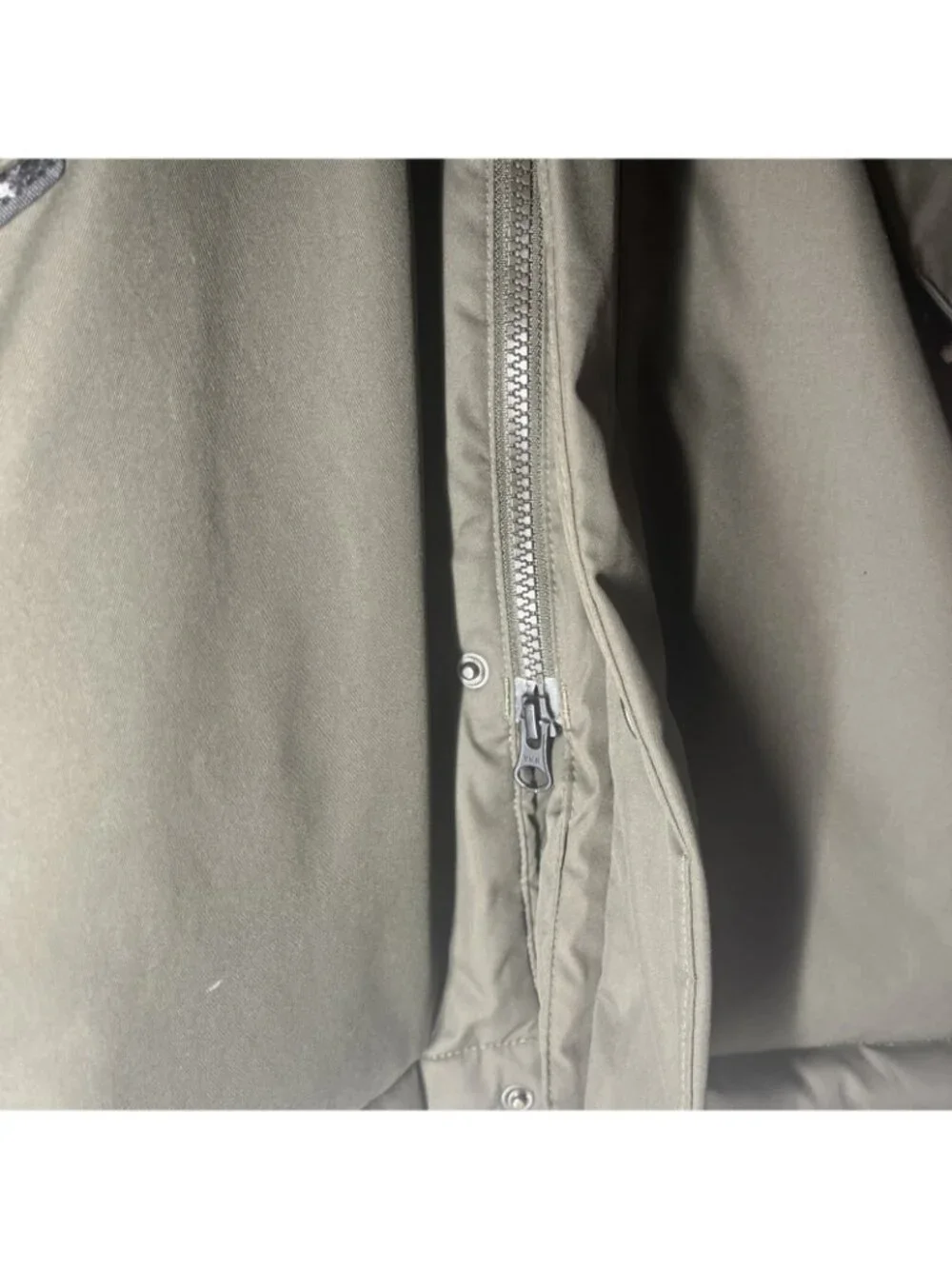 The North Face Faux Fur Removable Full Zip Down Jacket Olive Green Mens S Hooded